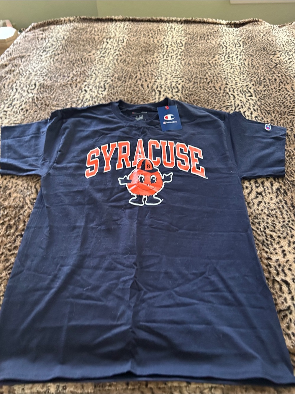 Champion Navy Syracuse T-Shirt with Orange Mascot